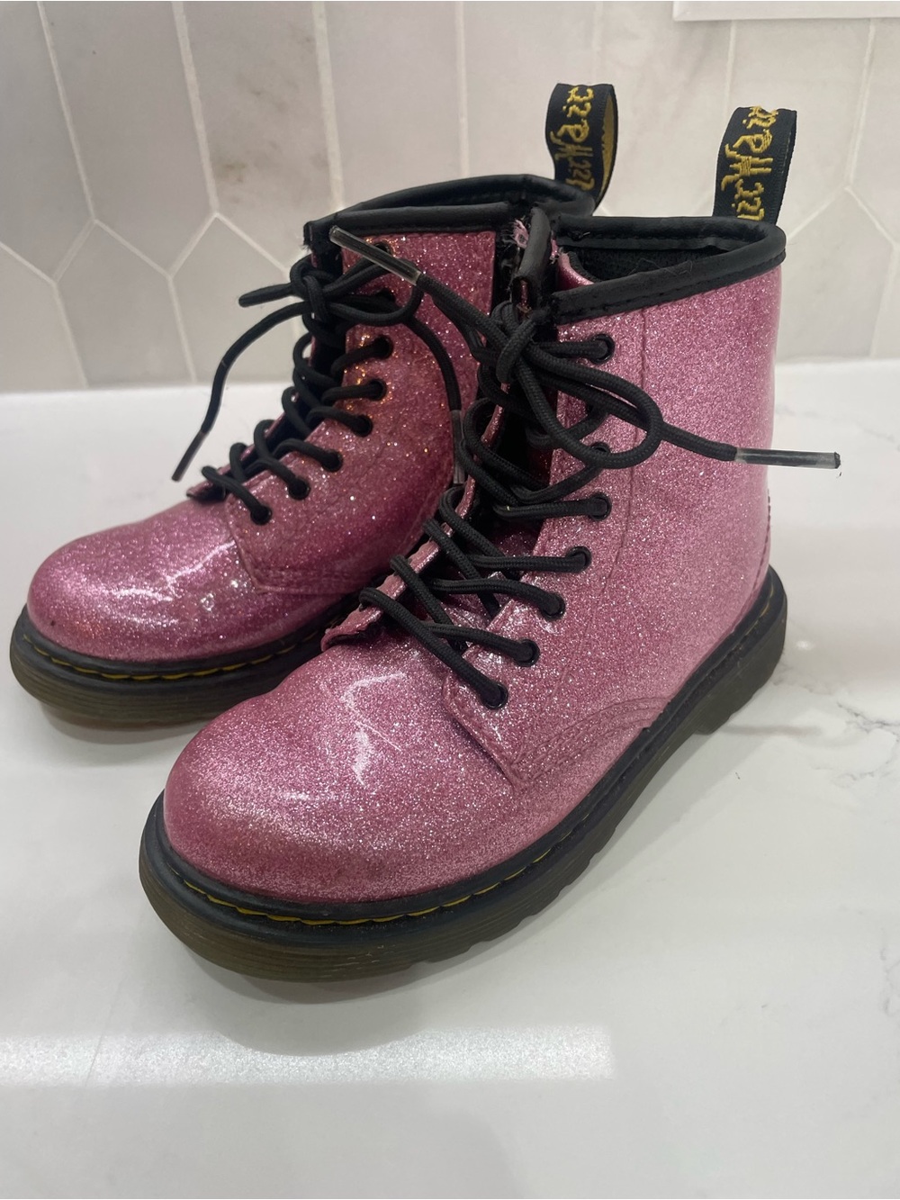 Doc martens pink glitter boots